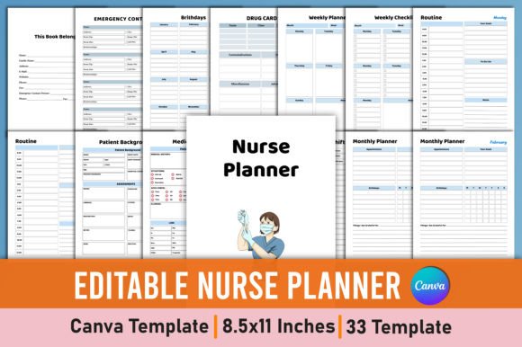 Download Editable Nurse Planner Canva Interior - Premium Resources